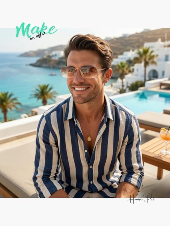 Semi-Rimless Rectangular Sunglasses with Spring Hinge, Metal Temples main image 4